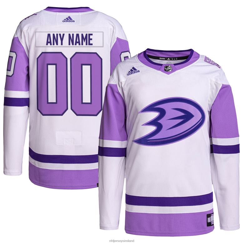 NHL Men Anaheim Ducks Adidas White/Purple Hockey Fights Cancer Primegreen Authentic Custom Jersey D002V2016 Clothing