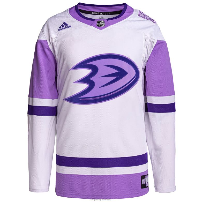 NHL Men Anaheim Ducks Adidas White/Purple Hockey Fights Cancer Primegreen Authentic Custom Jersey D002V2016 Clothing