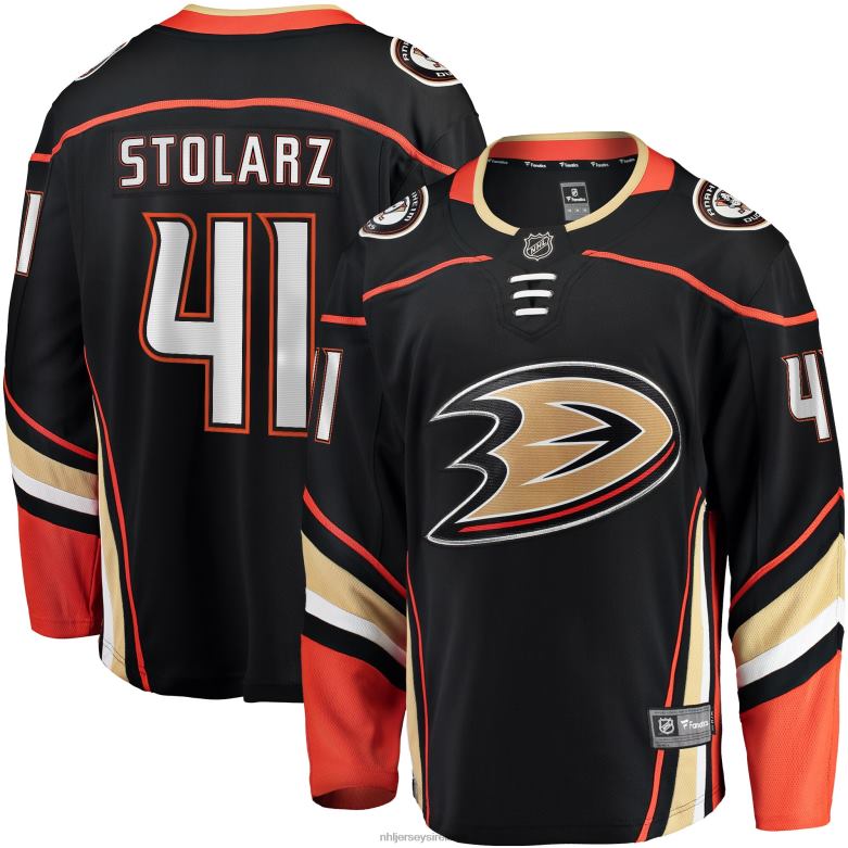 NHL Men Anaheim Ducks Anthony Stolarz Fanatics Branded Black Home Breakaway Player Jersey D002V1643 Clothing