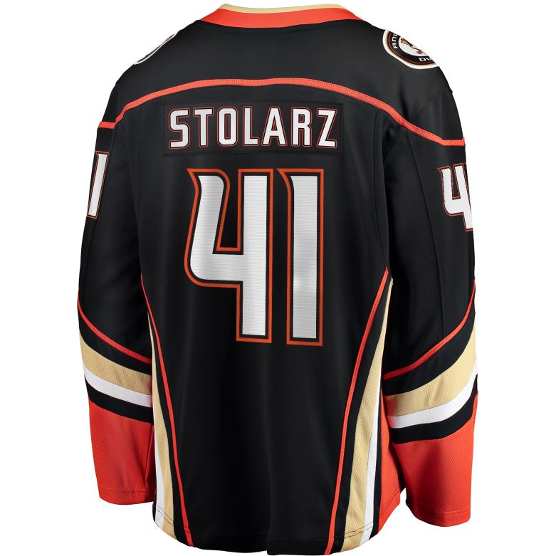 NHL Men Anaheim Ducks Anthony Stolarz Fanatics Branded Black Home Breakaway Player Jersey D002V1643 Clothing