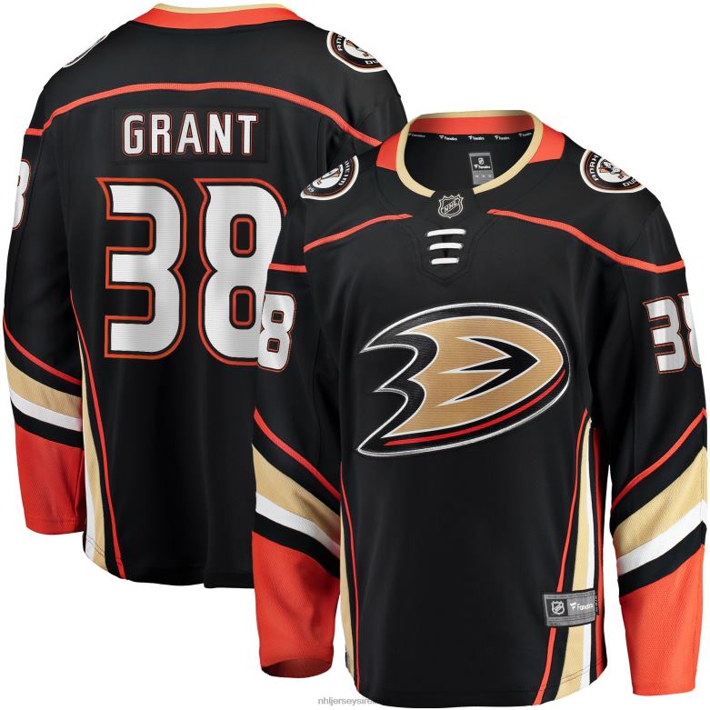 NHL Men Anaheim Ducks Derek Grant Fanatics Branded Black Home Breakaway Player Jersey D002V2308 Clothing