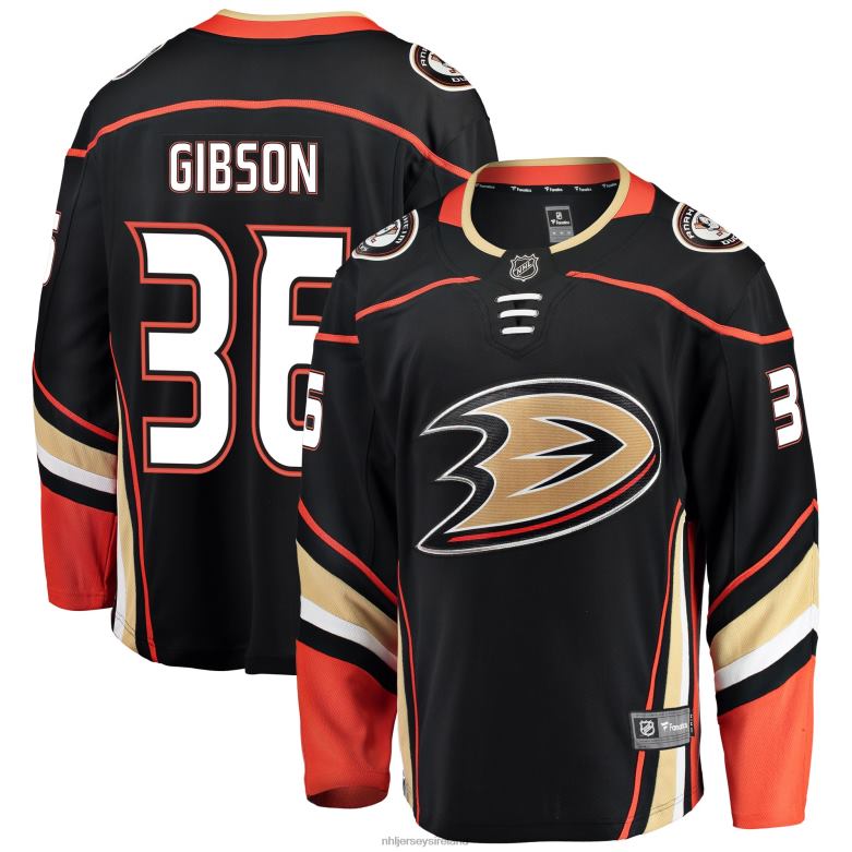 NHL Men Anaheim Ducks John Gibson Fanatics Branded Black Breakaway Player Jersey D002V1555 Clothing