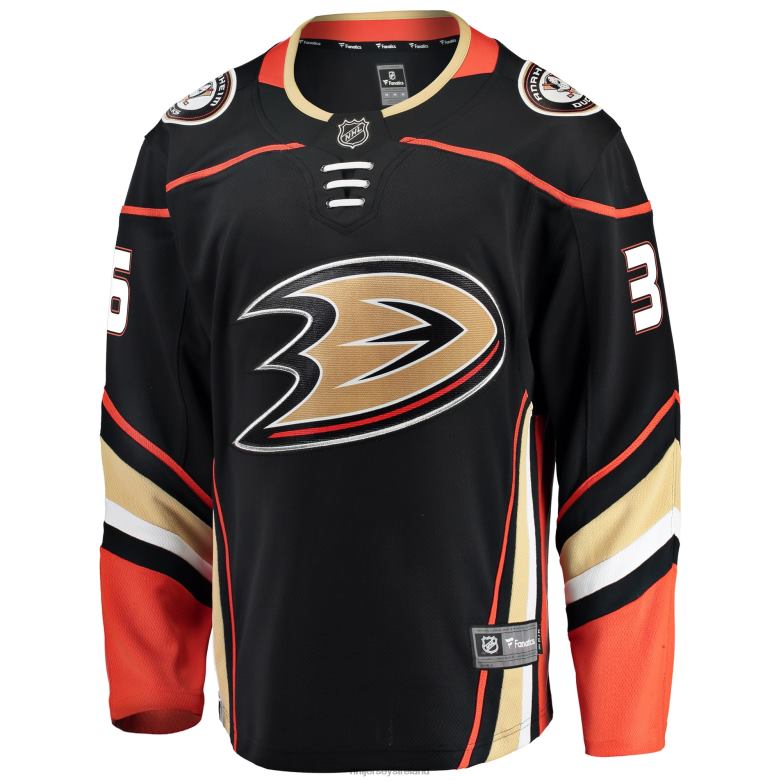NHL Men Anaheim Ducks John Gibson Fanatics Branded Black Breakaway Player Jersey D002V1555 Clothing
