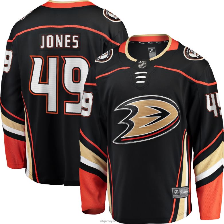 NHL Men Anaheim Ducks Max Jones Fanatics Branded Black Breakaway Player Jersey D002V2180 Clothing