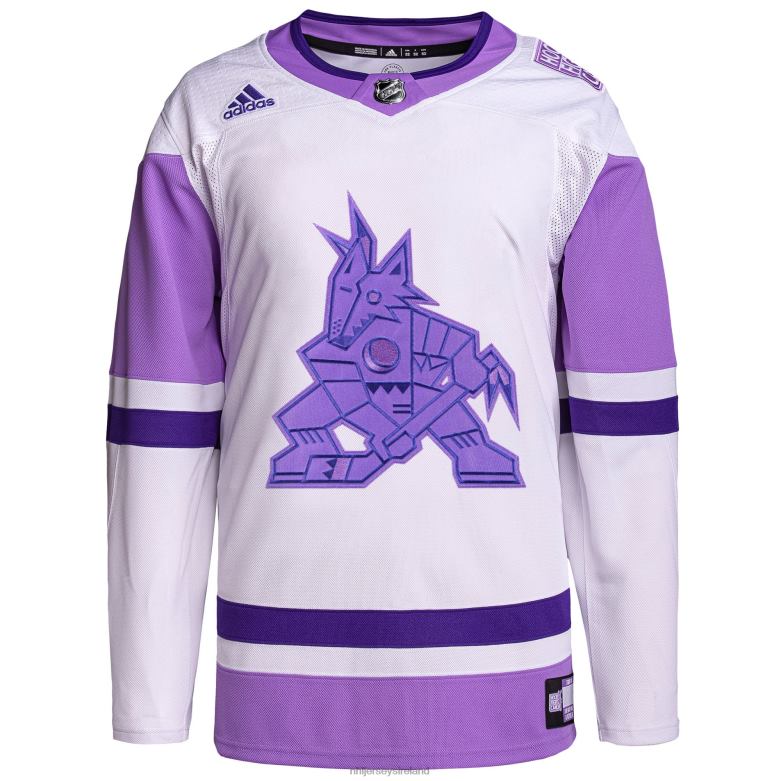 NHL Men Arizona Coyotes Adidas White/Purple Hockey Fights Cancer Primegreen Authentic Custom Jersey D002V2091 Clothing