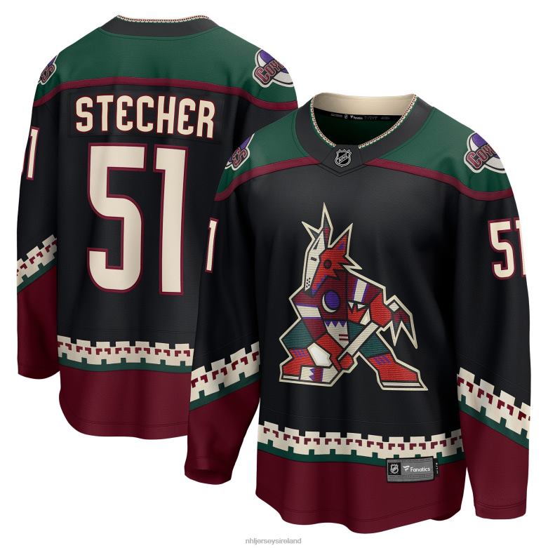 NHL Men Arizona Coyotes Troy Stecher Fanatics Branded Black Home Breakaway Player Jersey D002V2382 Clothing