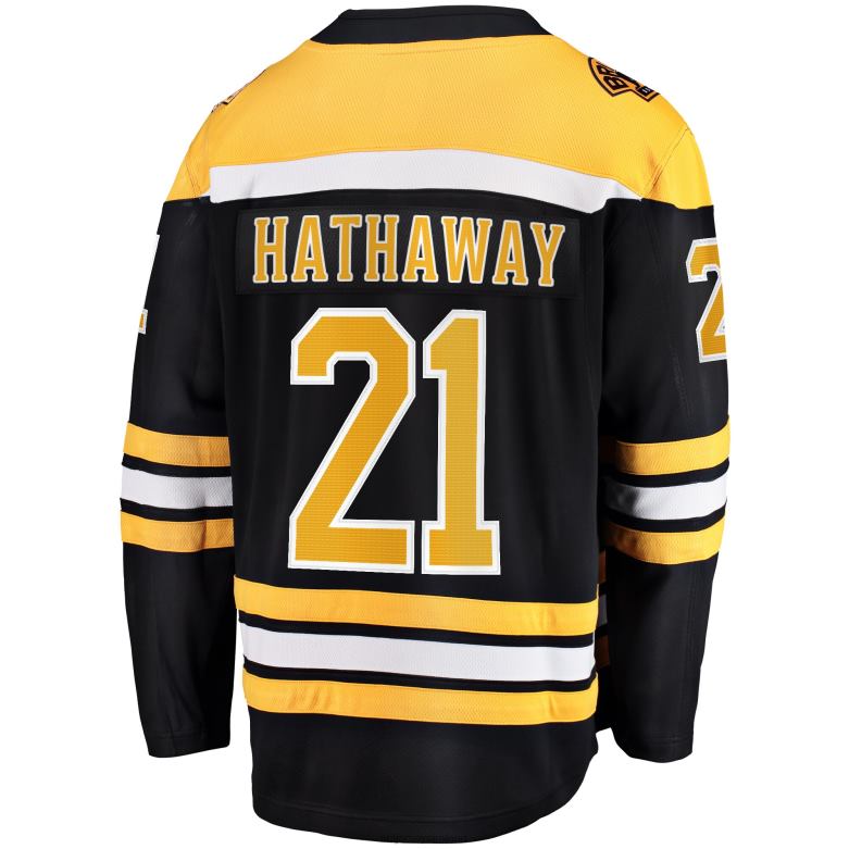 NHL Men Boston Bruins Garnet Hathaway Fanatics Branded Black Home Breakaway Jersey D002V1014 Clothing