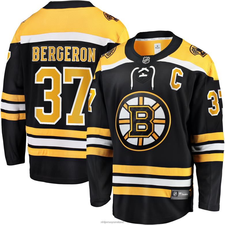 NHL Men Boston Bruins Patrice Bergeron Fanatics Branded Black Captain Patch Home Breakaway Jersey D002V16 Clothing