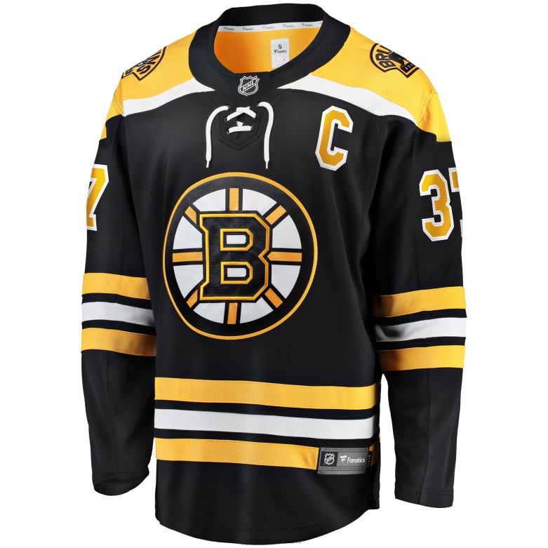 NHL Men Boston Bruins Patrice Bergeron Fanatics Branded Black Home Captain Premier Breakaway Player Jersey D002V52 Clothing