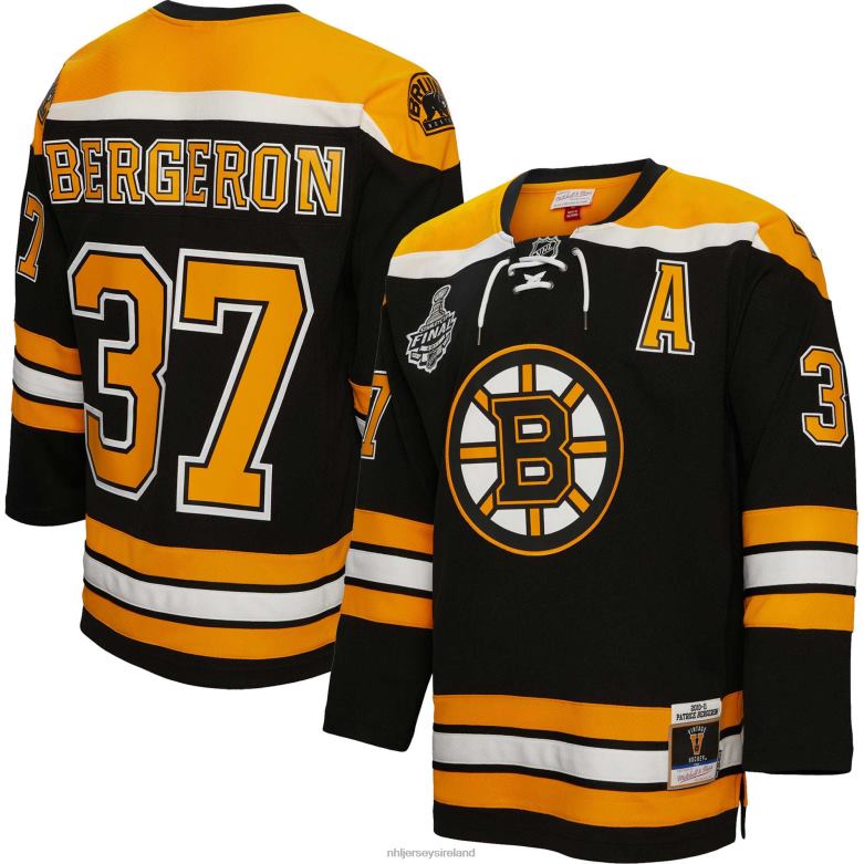 NHL Men Boston Bruins Patrice Bergeron Mitchell  Ness Black 2010 Blue Line Player Jersey D002V158 Clothing