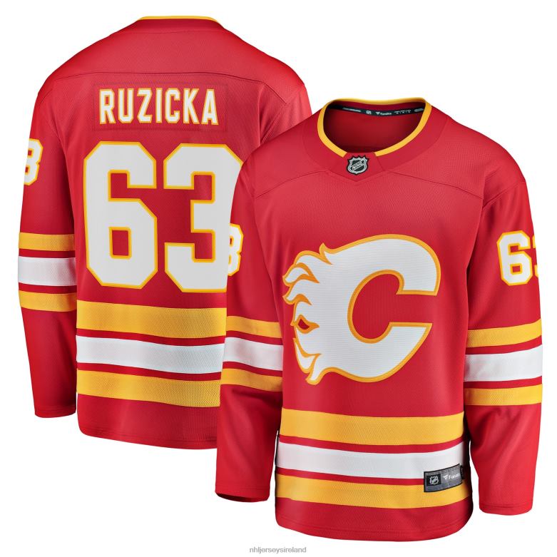NHL Men Calgary Flames Adam Ruzicka Fanatics Branded Red Home Breakaway Player Jersey D002V1710 Clothing