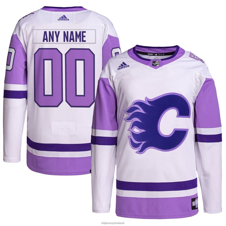 NHL Men Calgary Flames Adidas White/Purple Hockey Fights Cancer Primegreen Authentic Custom Jersey D002V2086 Clothing