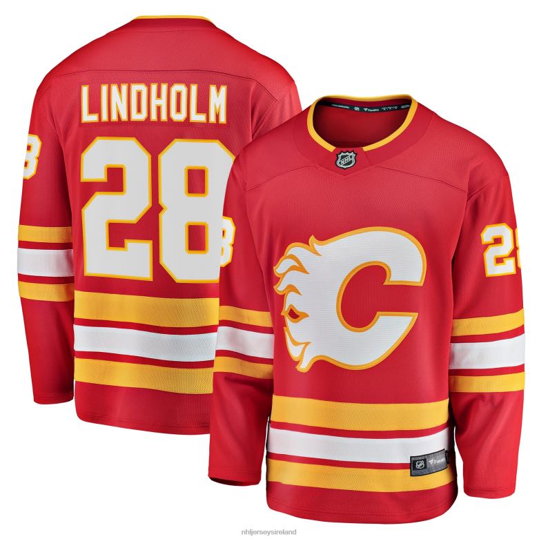NHL Men Calgary Flames Elias Lindholm Fanatics Branded Red Home Team Breakaway Player Jersey D002V1252 Clothing