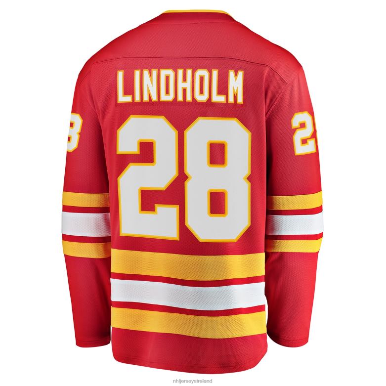NHL Men Calgary Flames Elias Lindholm Fanatics Branded Red Home Team Breakaway Player Jersey D002V1252 Clothing