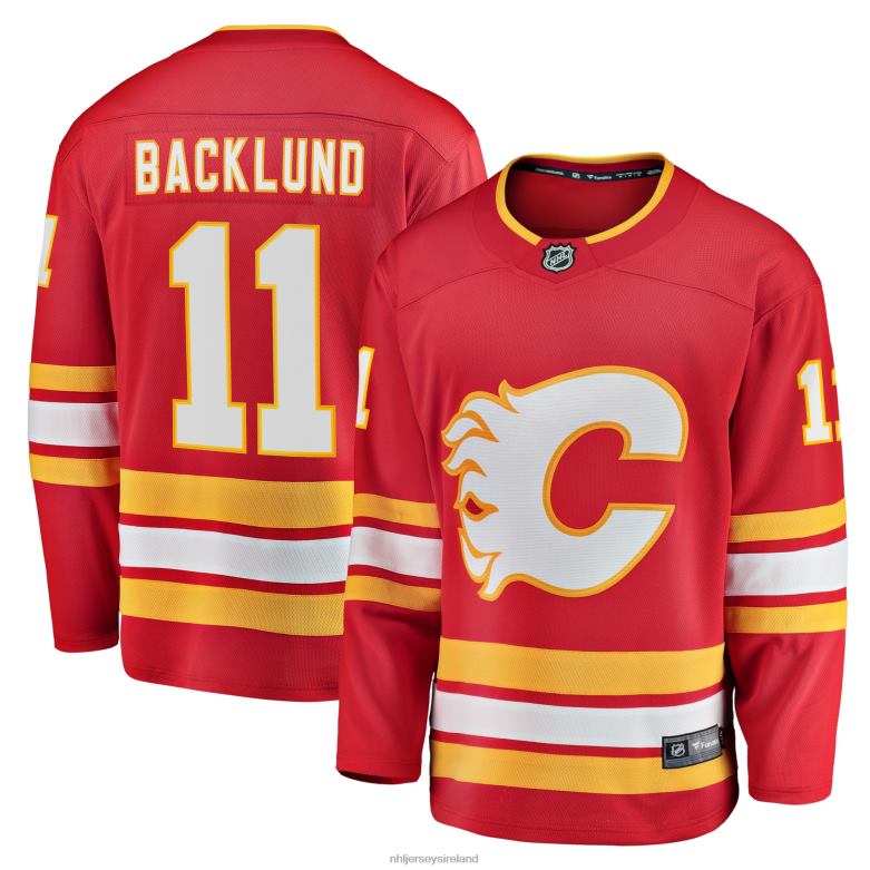 NHL Men Calgary Flames Mikael Backlund Fanatics Branded Red Home Breakaway Player Jersey D002V1551 Clothing