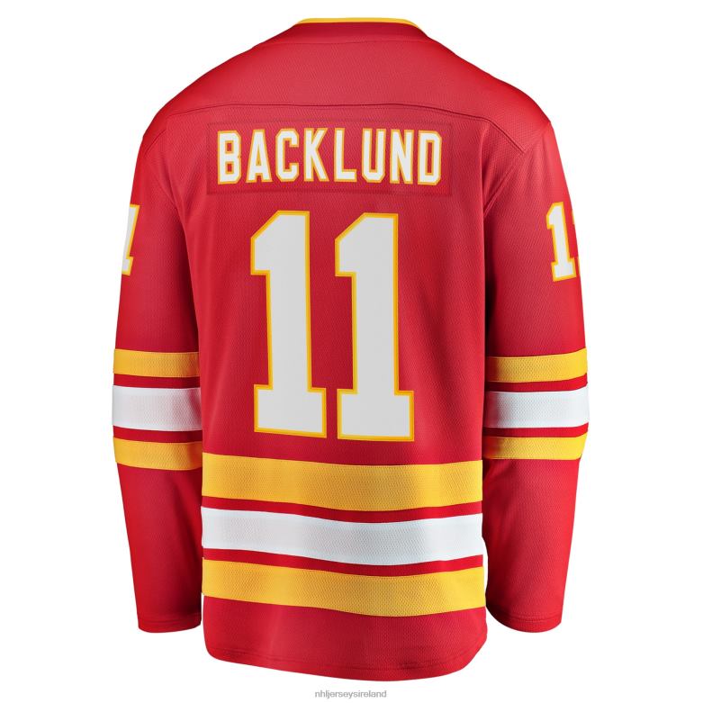 NHL Men Calgary Flames Mikael Backlund Fanatics Branded Red Home Breakaway Player Jersey D002V1551 Clothing