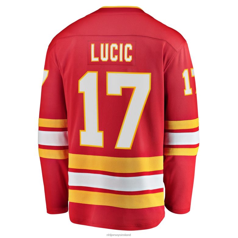NHL Men Calgary Flames Milan Lucic Fanatics Branded Red Home Breakaway Player Jersey D002V1119 Clothing