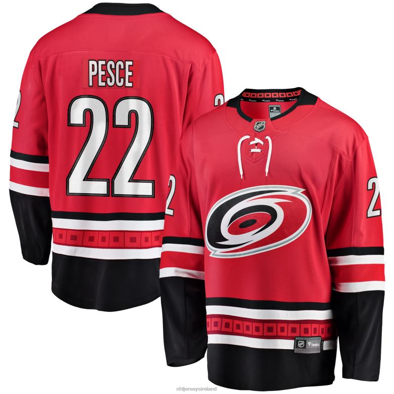 NHL Men Carolina Hurricanes Brett Pesce Fanatics Branded Red Breakaway Player Jersey D002V1488 Clothing