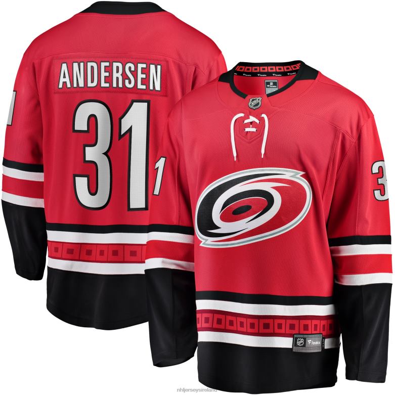 NHL Men Carolina Hurricanes Frederik Andersen Fanatics Branded Red Home Breakaway Player Jersey D002V1181 Clothing