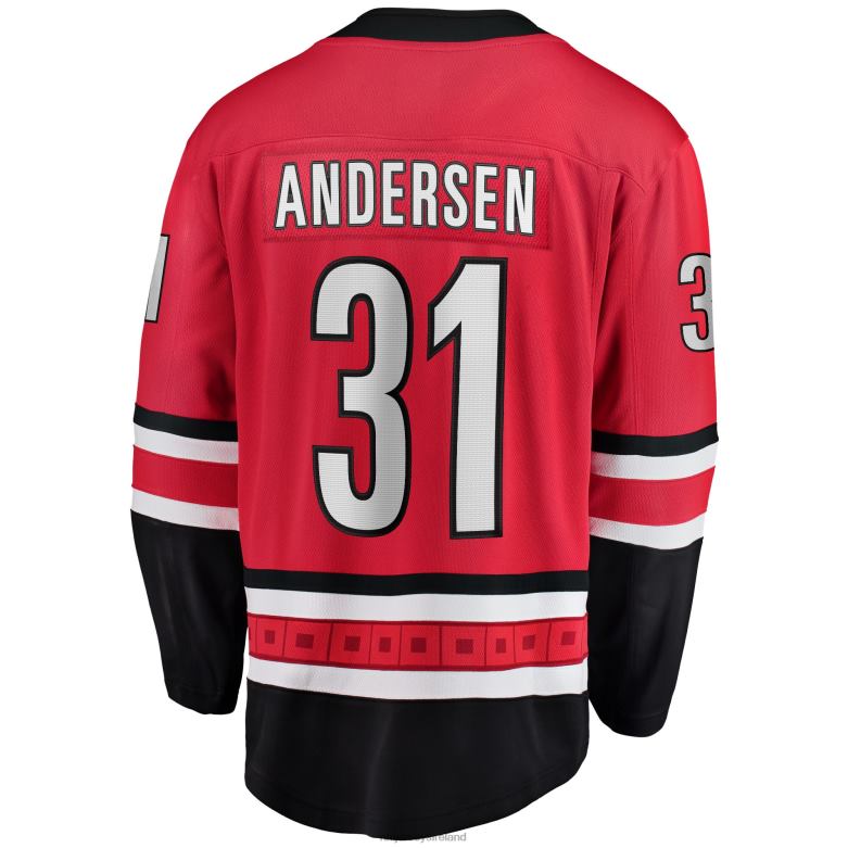 NHL Men Carolina Hurricanes Frederik Andersen Fanatics Branded Red Home Breakaway Player Jersey D002V1181 Clothing