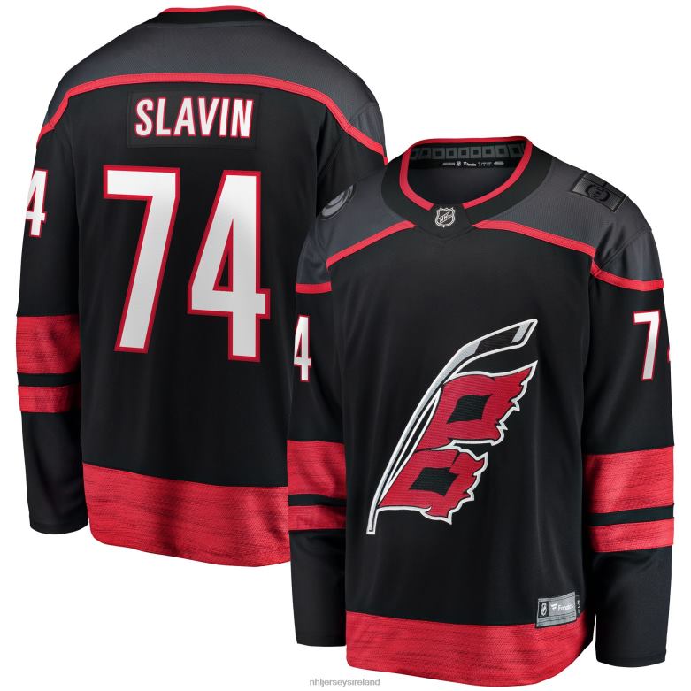 NHL Men Carolina Hurricanes Jaccob Slavin Fanatics Branded Black Home Breakaway Player Jersey D002V881 Clothing