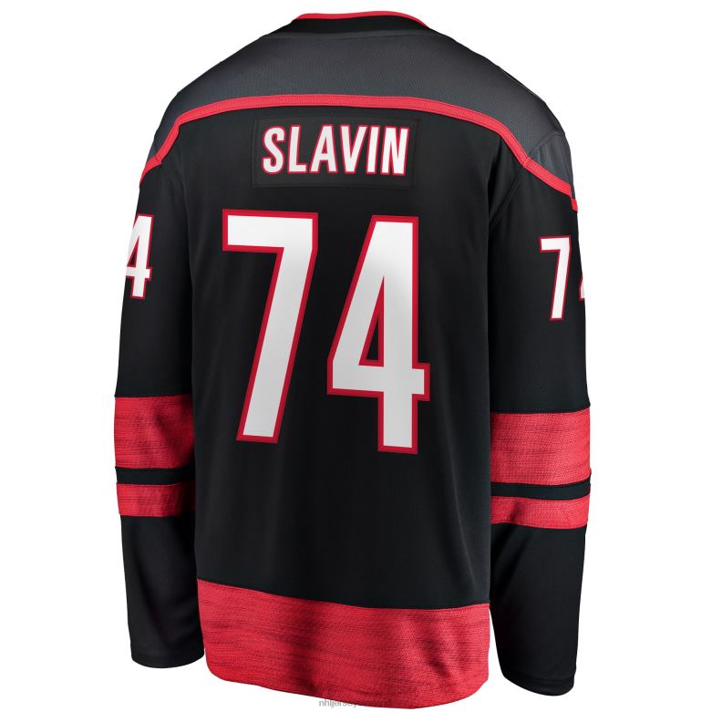NHL Men Carolina Hurricanes Jaccob Slavin Fanatics Branded Black Home Breakaway Player Jersey D002V881 Clothing