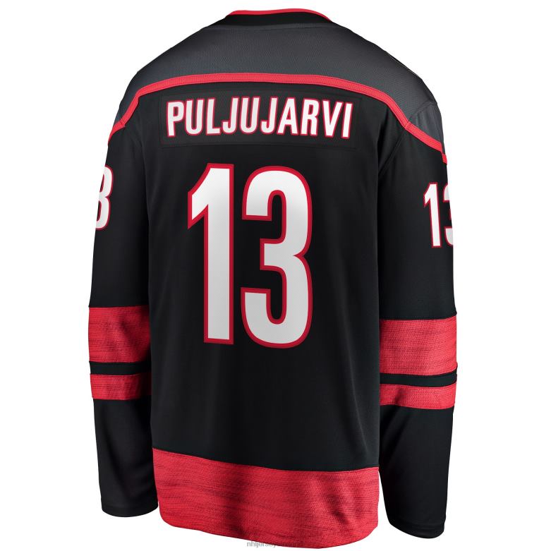 NHL Men Carolina Hurricanes Jesse Puljujarvi Fanatics Branded Black Home Breakaway Jersey D002V1467 Clothing