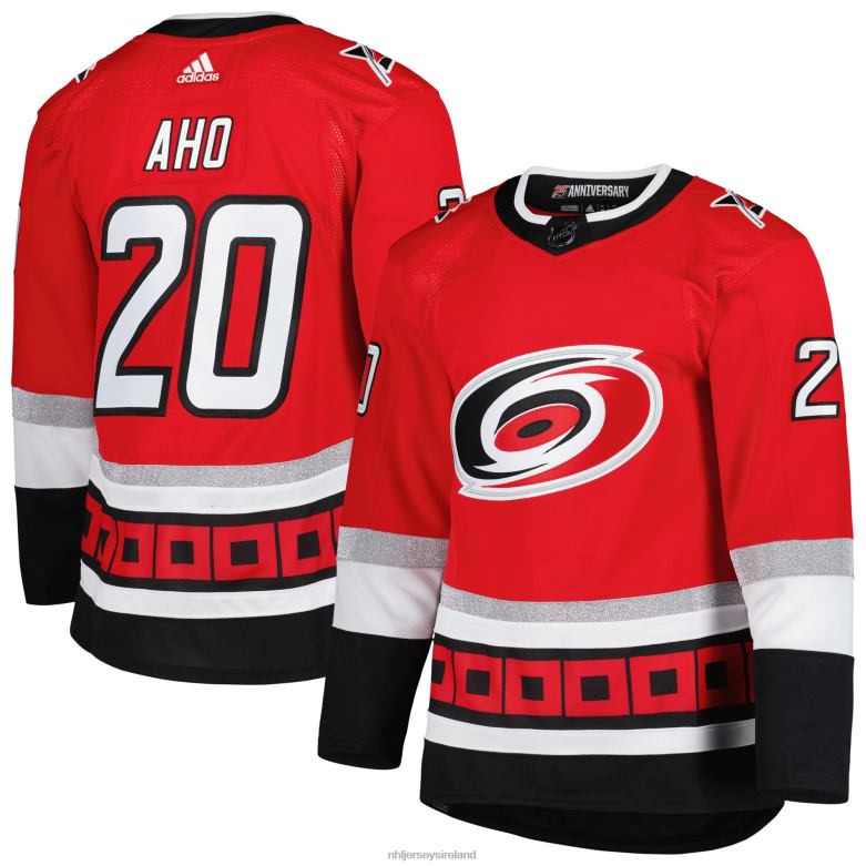 NHL Men Carolina Hurricanes Sebastian Aho Adidas Red 25Th Anniversary Authentic Pro Primegreen Player Jersey D002V529 Clothing