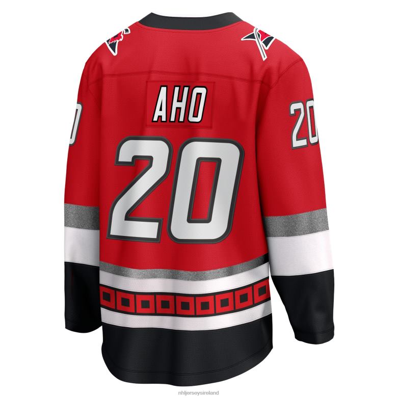 NHL Men Carolina Hurricanes Sebastian Aho Fanatics Branded Red 25Th Anniversary Premier Breakaway Player Jersey D002V1066 Clothing