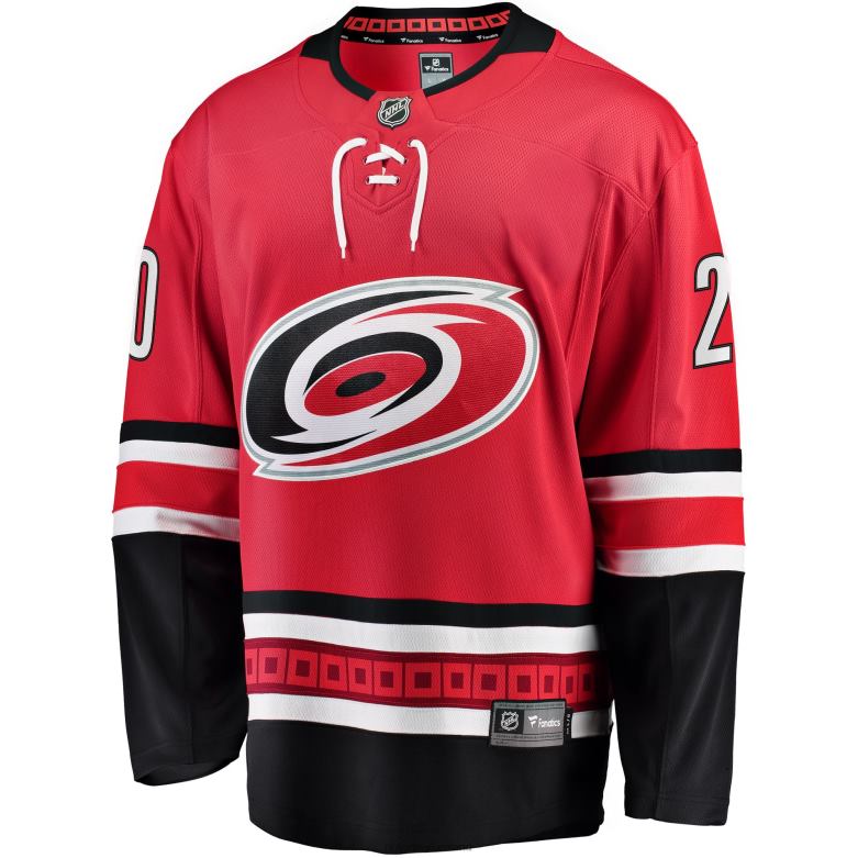 NHL Men Carolina Hurricanes Sebastian Aho Fanatics Branded Red Home Premier Breakaway Player Jersey D002V188 Clothing