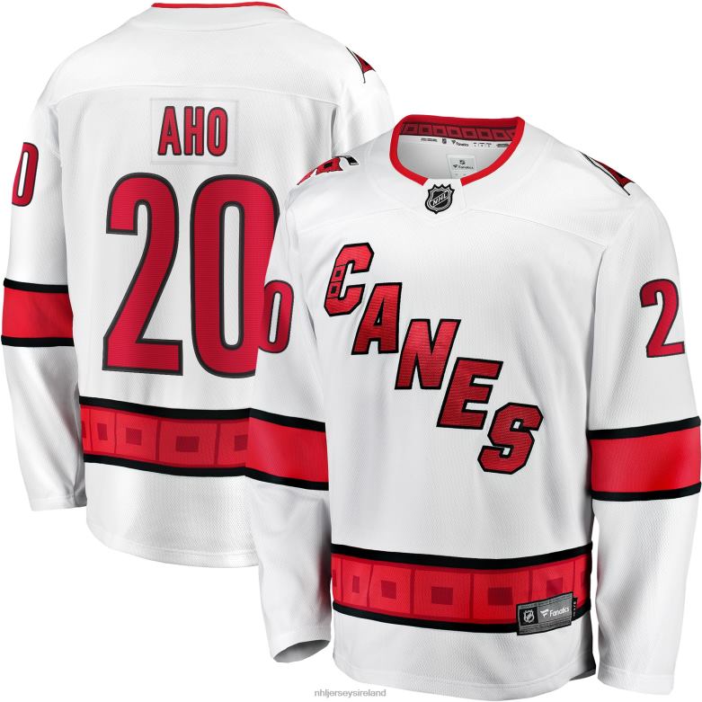 NHL Men Carolina Hurricanes Sebastian Aho Fanatics Branded White Away Premier Breakaway Player Jersey D002V112 Clothing
