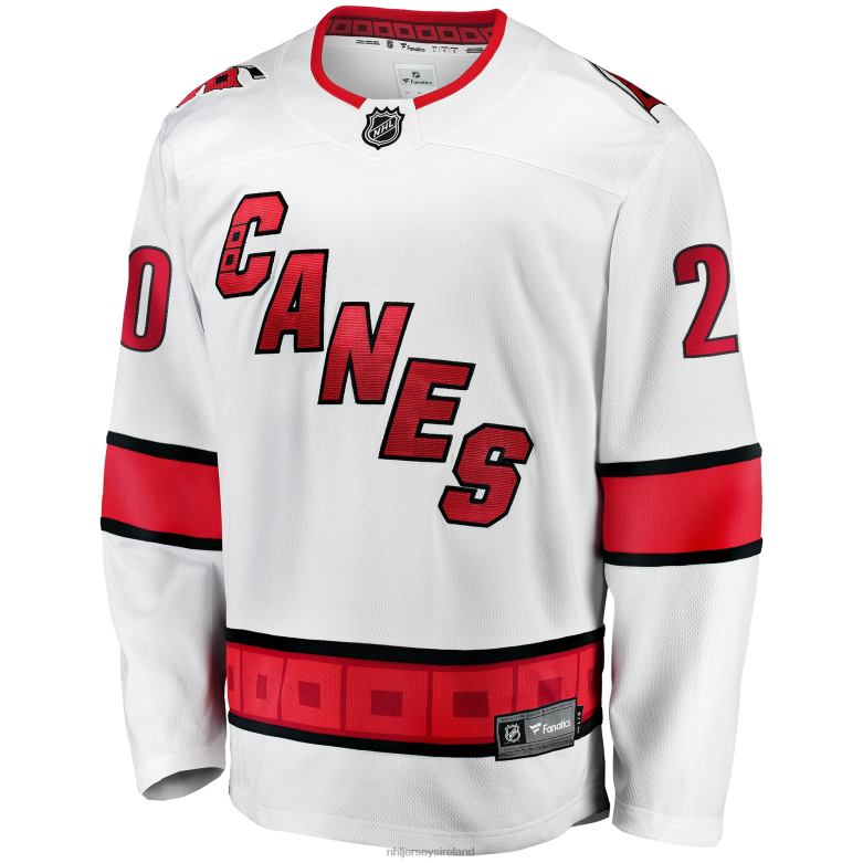 NHL Men Carolina Hurricanes Sebastian Aho Fanatics Branded White Away Premier Breakaway Player Jersey D002V112 Clothing
