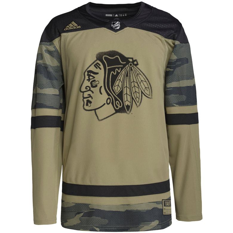 NHL Men Chicago Blackhawks Adidas Camo Military Appreciation Team Authentic Custom Practice Jersey D002V2232 Clothing