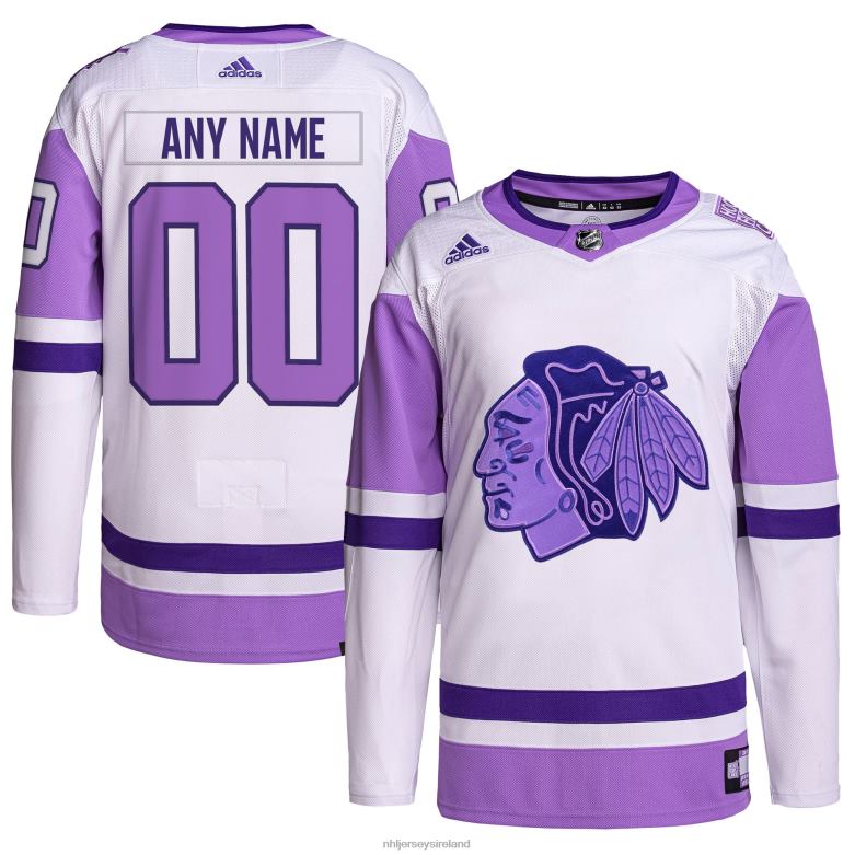 NHL Men Chicago Blackhawks Adidas White/Purple Hockey Fights Cancer Primegreen Authentic Custom Jersey D002V2006 Clothing