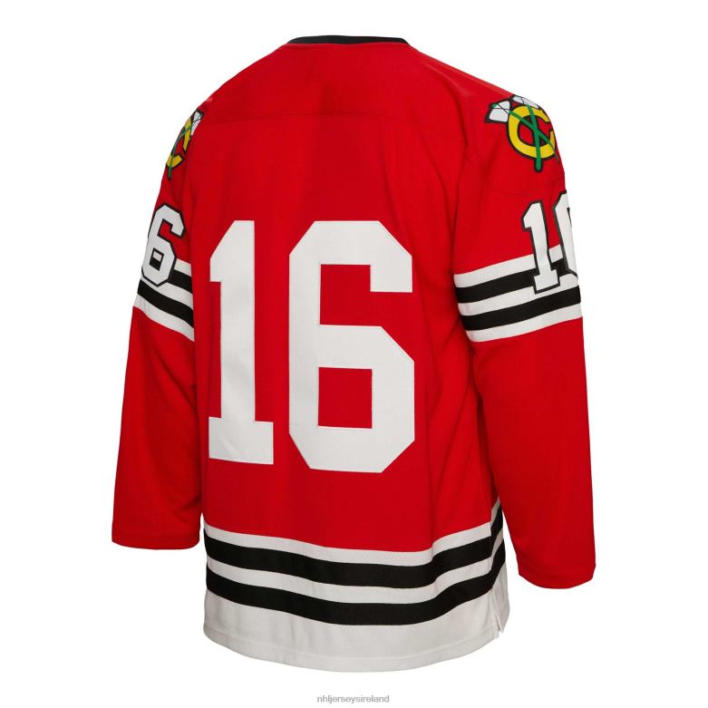 NHL Men Chicago Blackhawks Bobby Hull Mitchell  Ness Red 1960 Blue Line Player Jersey D002V2233 Clothing