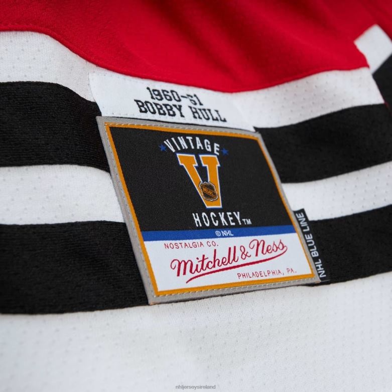 NHL Men Chicago Blackhawks Bobby Hull Mitchell  Ness Red 1960 Blue Line Player Jersey D002V2233 Clothing