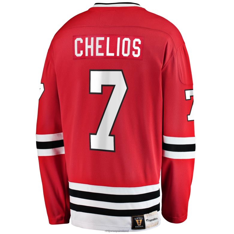 NHL Men Chicago Blackhawks Chris Chelios Fanatics Branded Red Premier Breakaway Retired Player Jersey D002V184 Clothing