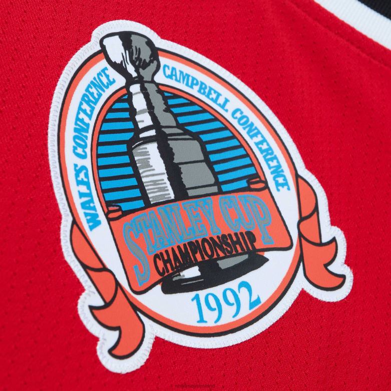 NHL Men Chicago Blackhawks Chris Chelios Mitchell  Ness Red 1991 Blue Line Player Jersey D002V685 Clothing