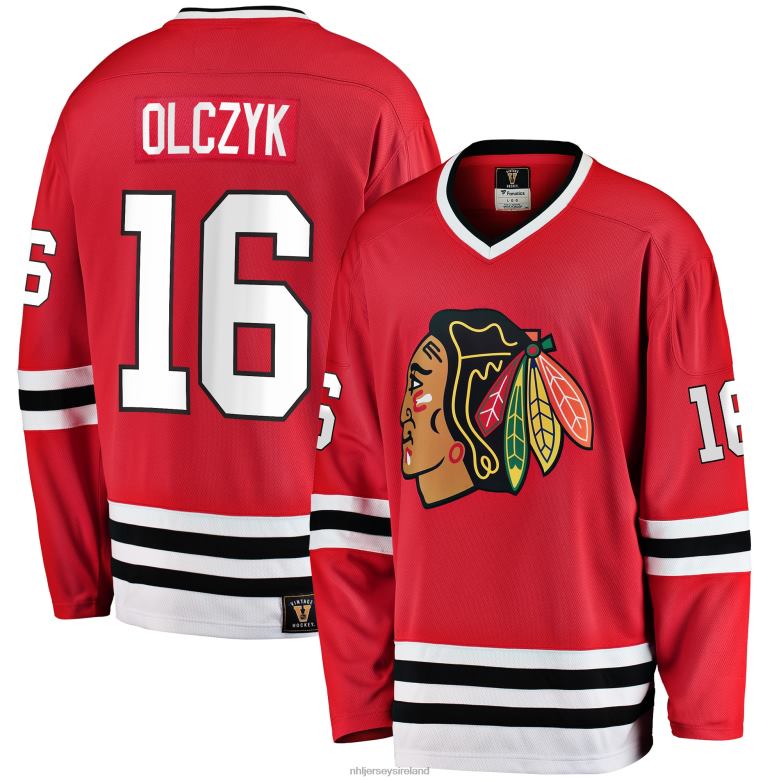 NHL Men Chicago Blackhawks Eddie Olczyk Fanatics Branded Red Premier Breakaway Retired Player Jersey D002V1213 Clothing