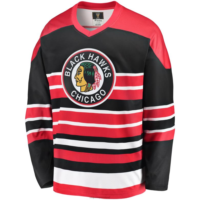 NHL Men Chicago Blackhawks Fanatics Branded Red/Black Premier Breakaway Heritage Blank Jersey D002V670 Clothing
