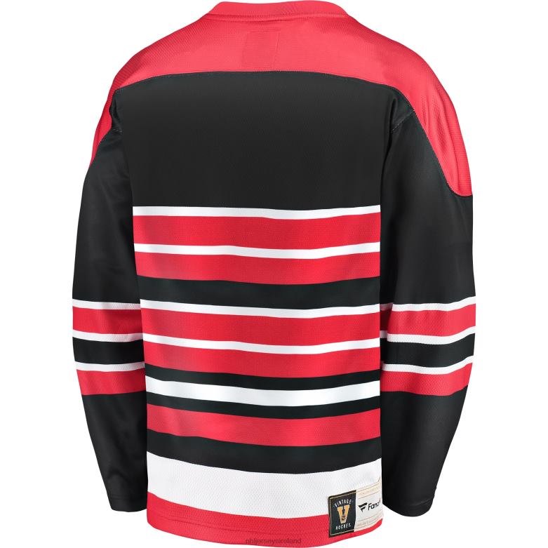 NHL Men Chicago Blackhawks Fanatics Branded Red/Black Premier Breakaway Heritage Blank Jersey D002V670 Clothing