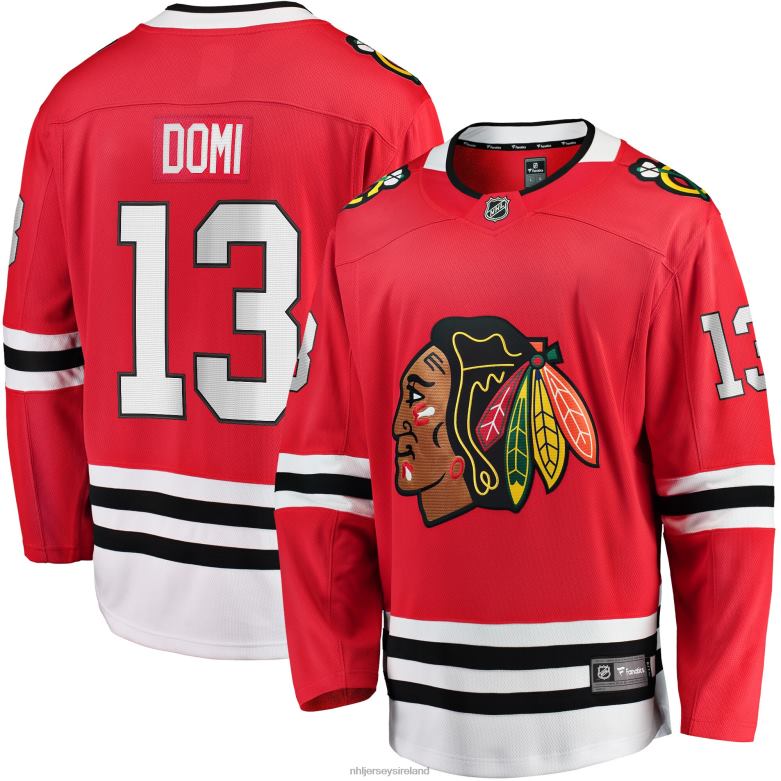 NHL Men Chicago Blackhawks Max Domi Fanatics Branded Red Home Breakaway Player Jersey D002V1486 Clothing