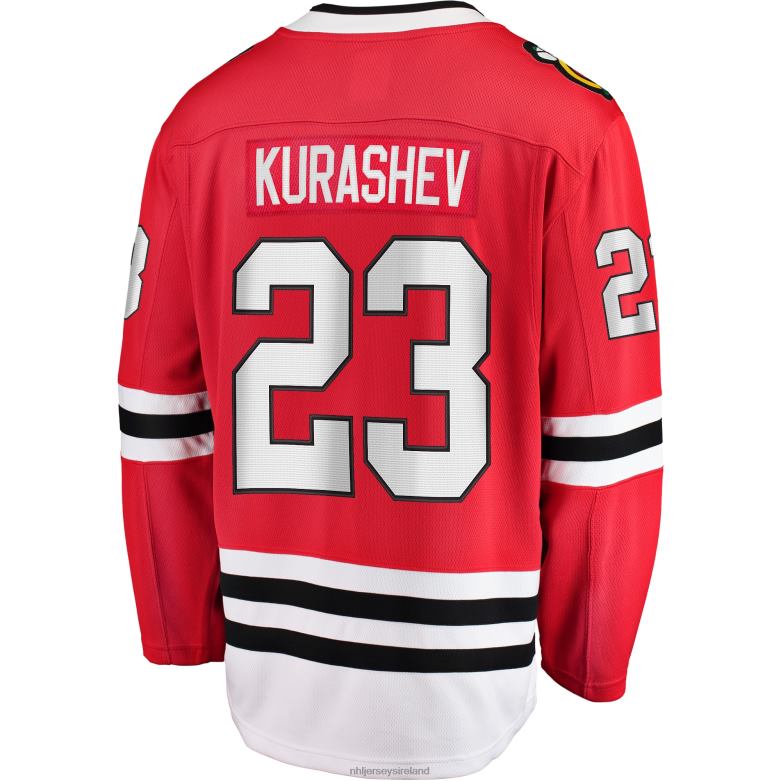 NHL Men Chicago Blackhawks Philipp Kurashev Fanatics Branded Red Home Breakaway Player Jersey D002V1735 Clothing