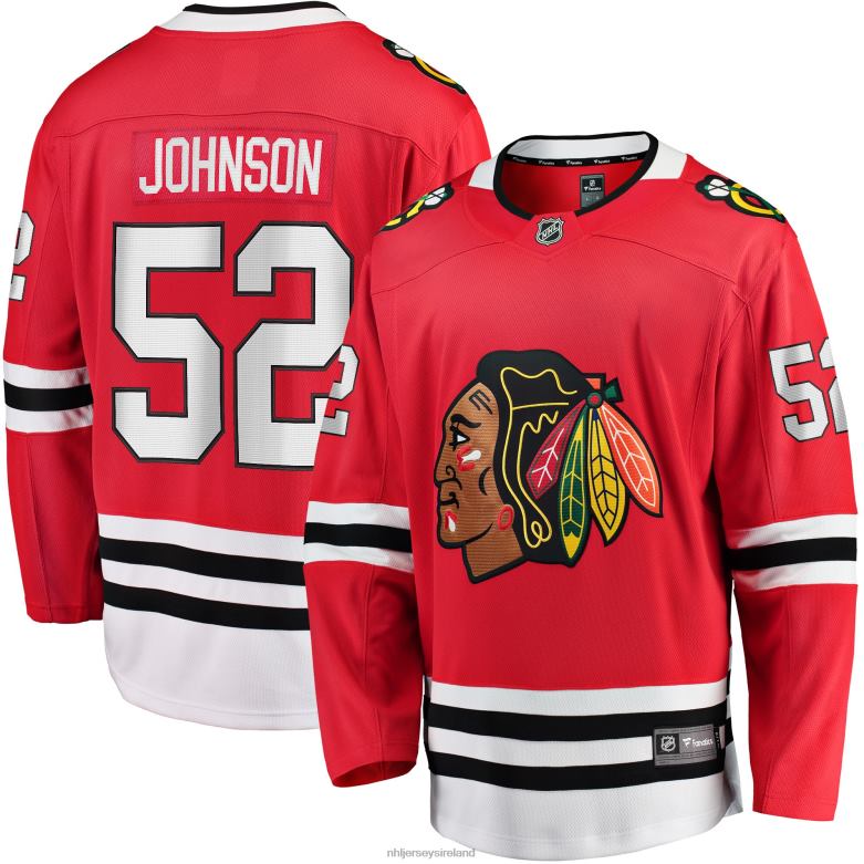 NHL Men Chicago Blackhawks Reese Johnson Fanatics Branded Red Home Breakaway Player Jersey D002V2283 Clothing