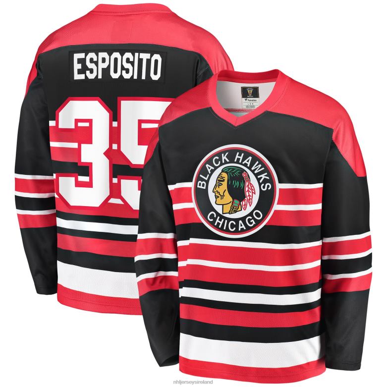 NHL Men Chicago Blackhawks Tony Esposito Fanatics Branded Red Premier Breakaway Retired Player Jersey D002V1430 Clothing