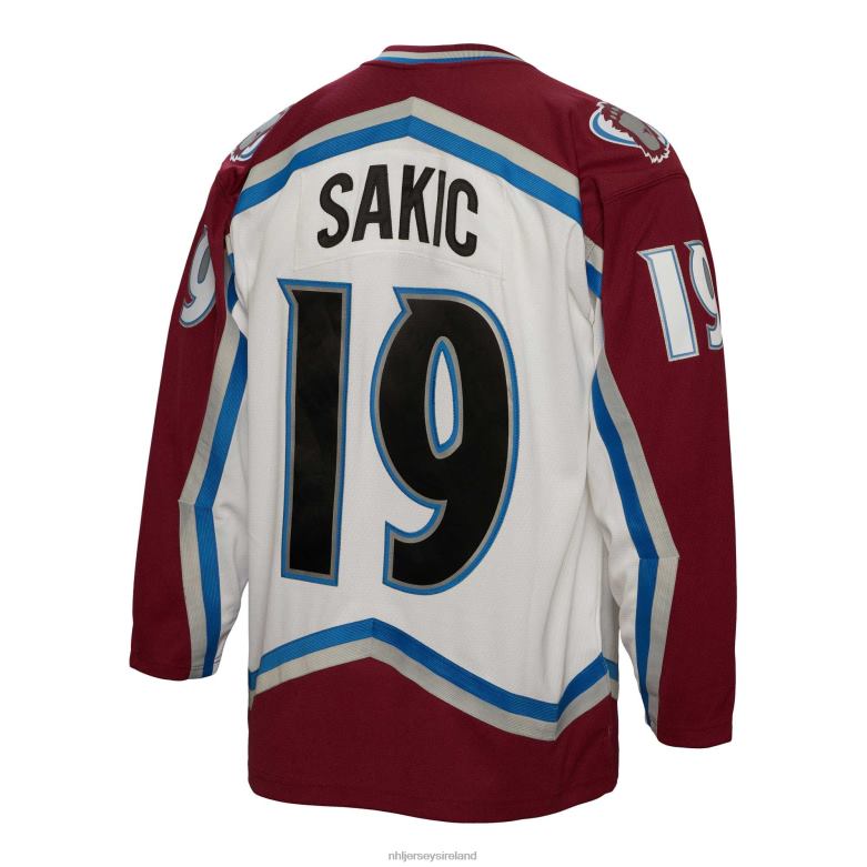 NHL Men Colorado Avalanche Joe Sakic Mitchell  Ness White 2000 Blue Line Player Jersey D002V109 Clothing