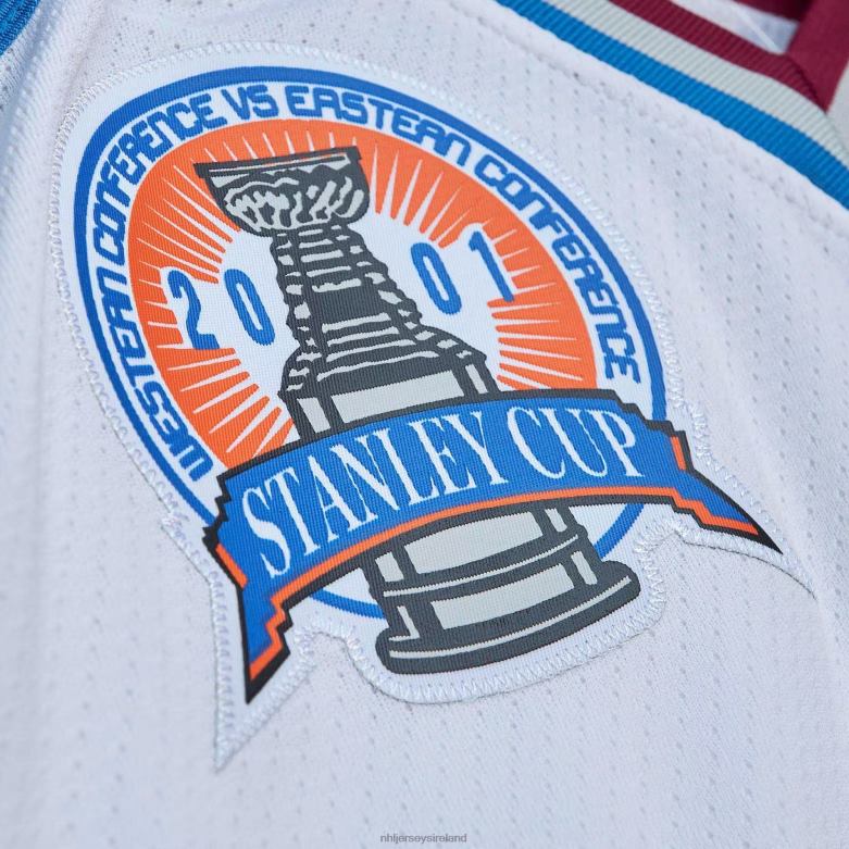 NHL Men Colorado Avalanche Joe Sakic Mitchell  Ness White 2000 Blue Line Player Jersey D002V109 Clothing