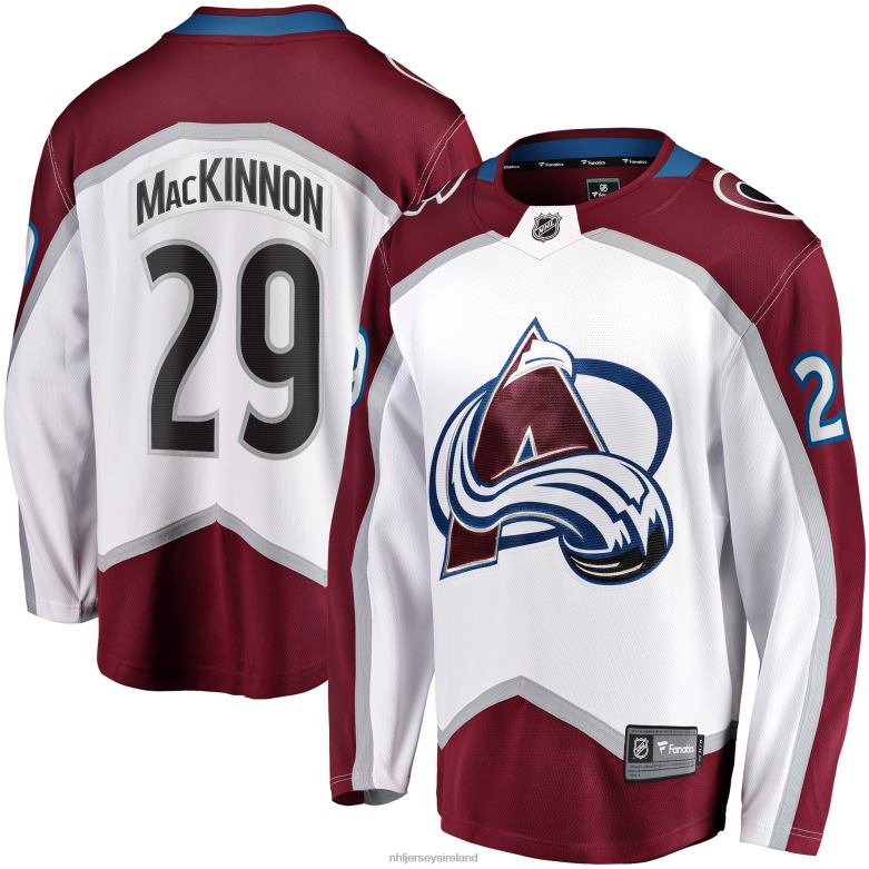 NHL Men Colorado Avalanche Nathan Mackinnon Fanatics Branded White Away Premier Breakaway Player Jersey D002V117 Clothing