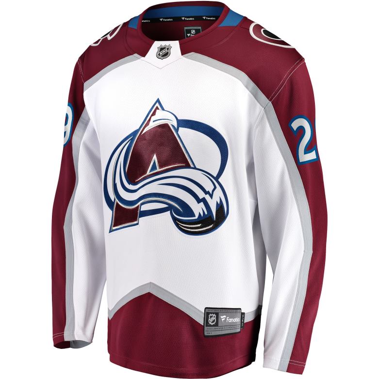 NHL Men Colorado Avalanche Nathan Mackinnon Fanatics Branded White Away Premier Breakaway Player Jersey D002V117 Clothing