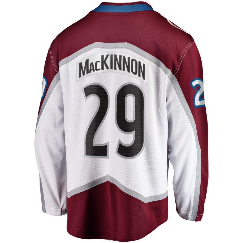 NHL Men Colorado Avalanche Nathan Mackinnon Fanatics Branded White Away Premier Breakaway Player Jersey D002V117 Clothing